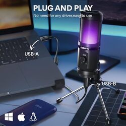 ميكروفون ألعاب MAONO Maonocaster AUPM461TR RGB USB مع ميكروفون باللون الأسود